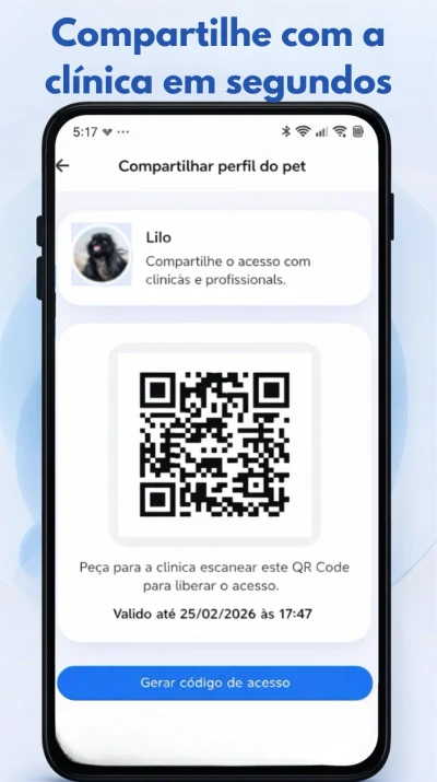 Tela do app Inoraya: Compartilhe com a clínica